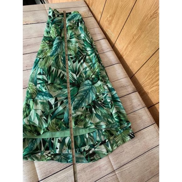 Roz & Ali skirt size small /medium green tropical leaf floral print mid length - Picture 9 of 9